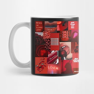 red aesthetic collage Mug